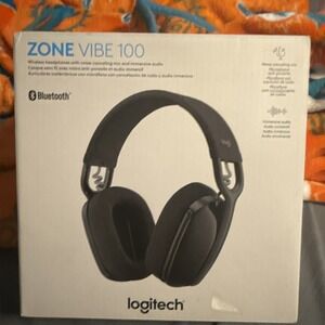 New Logitech Zone Vibe 100 Bluetooth Over Ear Headphones with Noise-Cancelling M